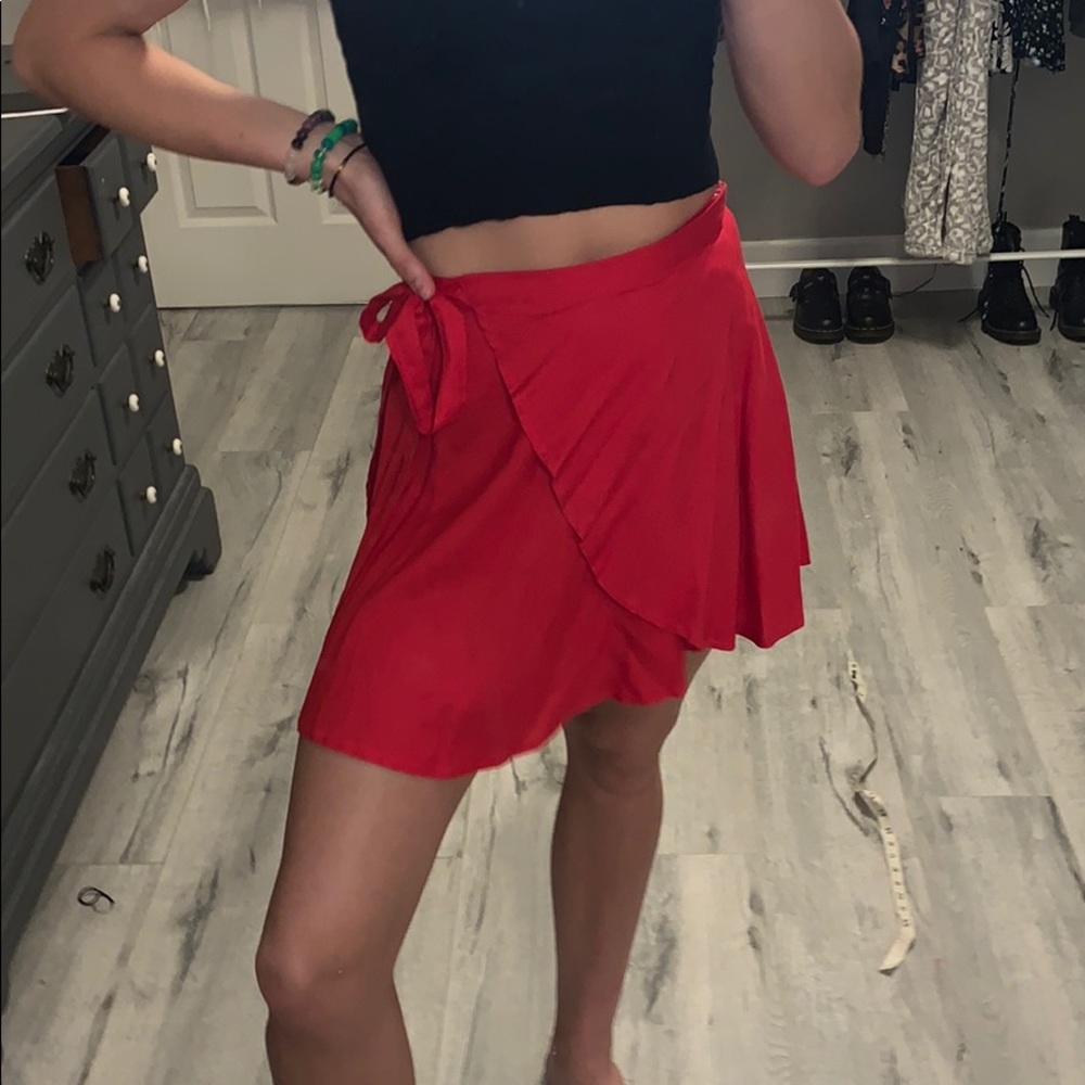 Red wrap skirt